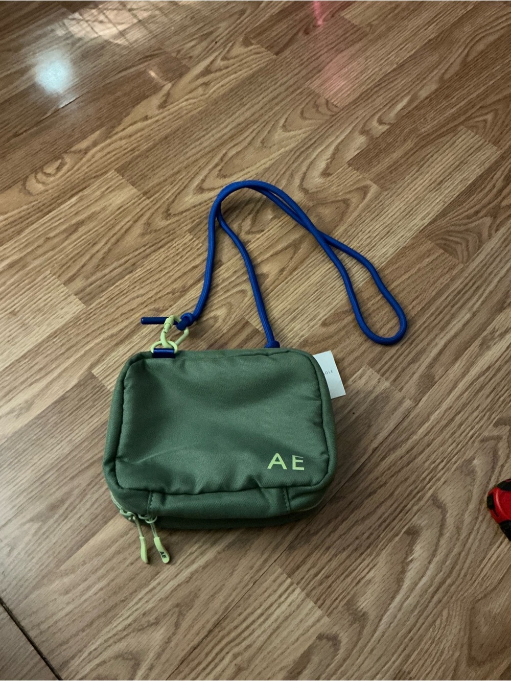 American Eagle Outfitters Olive Green Crossbody with Blue Strap